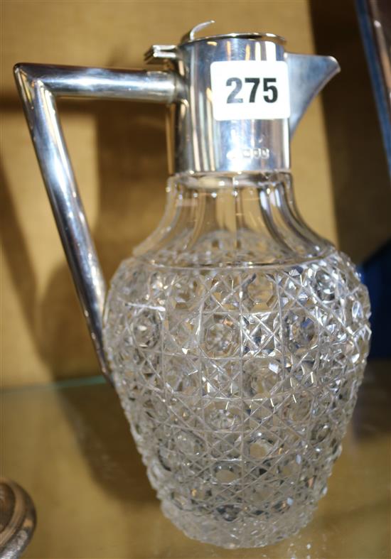 Silver mounted cut glass jug